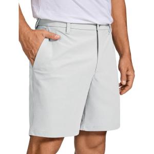 imageCRZ YOGA Mens All Day Comfy Golf Shorts  7quot9quot Stretch Lightweight Flat Front for Casual Work with PocketsPlatinum Grey