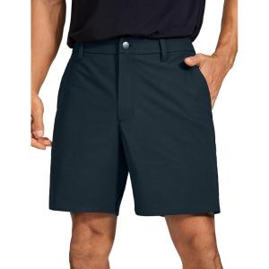 imageCRZ YOGA Mens All Day Comfy Golf Shorts  7quot9quot Stretch Lightweight Flat Front for Casual Work with PocketsTrue Navy