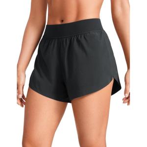 imageCRZ YOGA Mid Waisted Dolphin Athletic Shorts for Women 4quot Lightweight High Split for Gym Workout with Liner Quick DryBlack