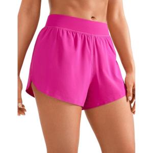 imageCRZ YOGA Mid Waisted Dolphin Athletic Shorts for Women 4quot Lightweight High Split for Gym Workout with Liner Quick DryHibiscus Purple