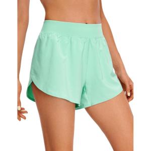 imageCRZ YOGA Mid Waisted Dolphin Athletic Shorts for Women 4quot Lightweight High Split for Gym Workout with Liner Quick DryMint Moment