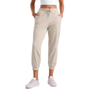 imageCRZ YOGA Soft Stretchy Joggers Sweatpants Women 25 Capri Casual Lounge Pajama Workout Sweat Pants with PocketsMojave Tan