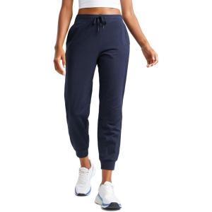 imageCRZ YOGA Soft Stretchy Joggers Sweatpants Women 25 Capri Casual Lounge Pajama Workout Sweat Pants with PocketsNavy