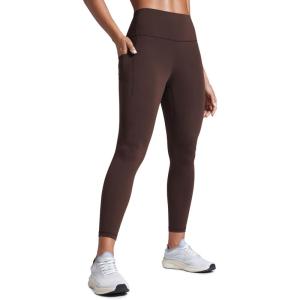 imageCRZ YOGA Women Butterbreeze Workout Leggings with Pockets 25  High Waist Tummy Control Athletic Gym Yoga Running PantsHot Fudge Brown