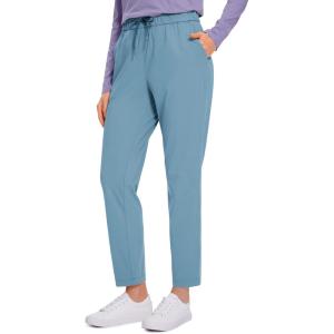 imageCRZ YOGA Womens 4Way Stretch Ankle Golf Pants 78 Casual Dress Work Athletic Travel Workout Sweatpants with PocketsBlue Ashes