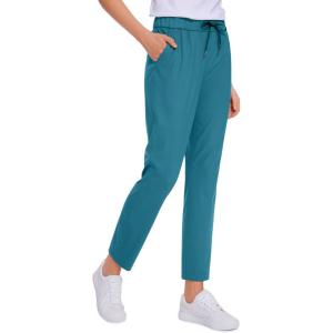 imageCRZ YOGA Womens 4Way Stretch Ankle Golf Pants 78 Casual Dress Work Athletic Travel Workout Sweatpants with PocketsBorealis Green