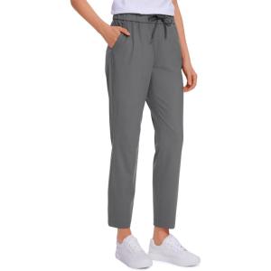 imageCRZ YOGA Womens 4Way Stretch Ankle Golf Pants 78 Casual Dress Work Athletic Travel Workout Sweatpants with PocketsDark Carbon