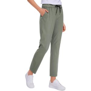 imageCRZ YOGA Womens 4Way Stretch Ankle Golf Pants 78 Casual Dress Work Athletic Travel Workout Sweatpants with PocketsGrey Sage