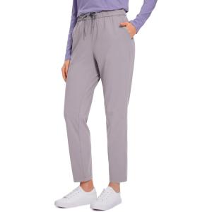 imageCRZ YOGA Womens 4Way Stretch Ankle Golf Pants 78 Casual Dress Work Athletic Travel Workout Sweatpants with PocketsGull Gray