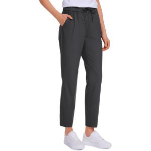 imageCRZ YOGA Womens 4Way Stretch Ankle Golf Pants 78 Casual Dress Work Athletic Travel Workout Sweatpants with PocketsInk Gray