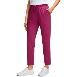 imageCRZ YOGA Womens 4Way Stretch Ankle Golf Pants 78 Casual Dress Work Athletic Travel Workout Sweatpants with PocketsMagenta Purple