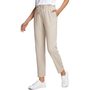 imageCRZ YOGA Womens 4Way Stretch Ankle Golf Pants 78 Casual Dress Work Athletic Travel Workout Sweatpants with PocketsMojave Tan
