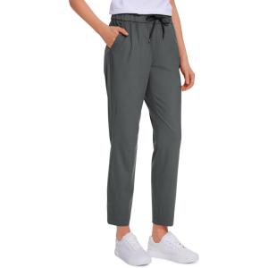 imageCRZ YOGA Womens 4Way Stretch Ankle Golf Pants 78 Casual Dress Work Athletic Travel Workout Sweatpants with PocketsMysterious Grey