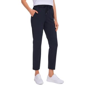 imageCRZ YOGA Womens 4Way Stretch Ankle Golf Pants 78 Casual Dress Work Athletic Travel Workout Sweatpants with PocketsNavy