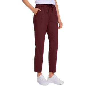 imageCRZ YOGA Womens 4Way Stretch Ankle Golf Pants 78 Casual Dress Work Athletic Travel Workout Sweatpants with PocketsNoctilucence Red