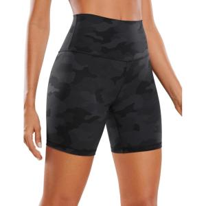 imageCRZ YOGA Womens ButterLuxe Biker Shorts 6 Inches  High Waisted Workout Running Volleyball Spandex YogaDark Grey Camouflage 2