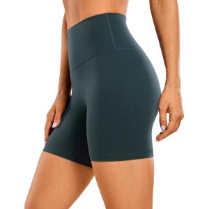 imageCRZ YOGA Womens ButterLuxe Biker Shorts 6 Inches  High Waisted Workout Running Volleyball Spandex YogaForest Dark Green