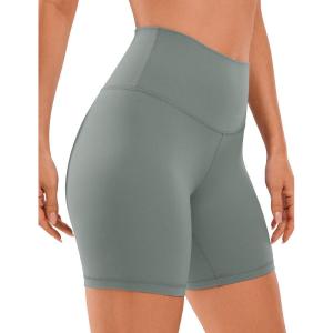 imageCRZ YOGA Womens ButterLuxe Biker Shorts 6 Inches  High Waisted Workout Running Volleyball Spandex YogaGrey Sage