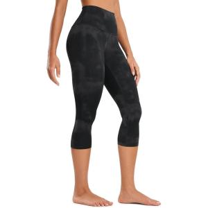 imageCRZ YOGA Womens Butterluxe High Waisted Lounge Leggings 19 Inches  Workout Buttery Soft Capris Yoga PantsBlack Tie Dye Flowers