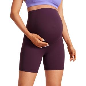 imageCRZ YOGA Womens Butterluxe Maternity Biker Shorts Over The Belly 6quot  Pregnancy Yoga Workout ActivewearDeep Purple