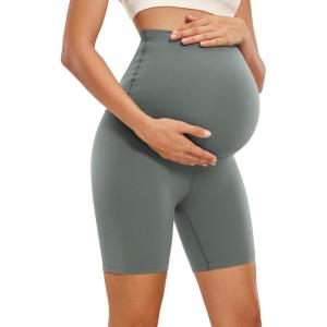 imageCRZ YOGA Womens Butterluxe Maternity Biker Shorts Over The Belly 6quot  Pregnancy Yoga Workout ActivewearGrey Sage