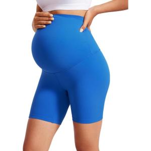 imageCRZ YOGA Womens Butterluxe Maternity Biker Shorts Over The Belly 6quot  Pregnancy Yoga Workout ActivewearSparkle Blue