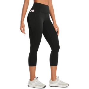 imageCRZ YOGA Womens Butterluxe Workout Capri Leggings with Pockets 21 Inches  High Waisted Gym Athletic Crop YogaBlack