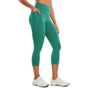 imageCRZ YOGA Womens Butterluxe Workout Capri Leggings with Pockets 21 Inches  High Waisted Gym Athletic Crop YogaCascadia Green