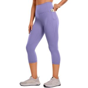 imageCRZ YOGA Womens Butterluxe Workout Capri Leggings with Pockets 21 Inches  High Waisted Gym Athletic Crop YogaDark Lavender Purple