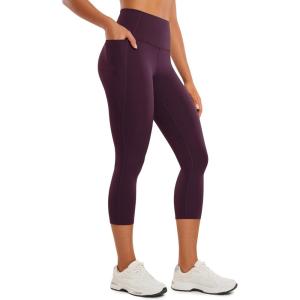imageCRZ YOGA Womens Butterluxe Workout Capri Leggings with Pockets 21 Inches  High Waisted Gym Athletic Crop YogaDeep Purple