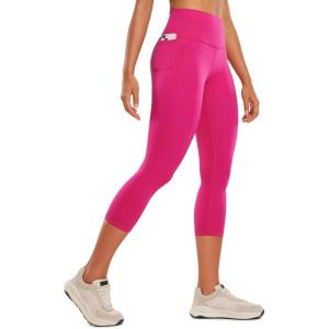 imageCRZ YOGA Womens Butterluxe Workout Capri Leggings with Pockets 21 Inches  High Waisted Gym Athletic Crop YogaGranita Pink