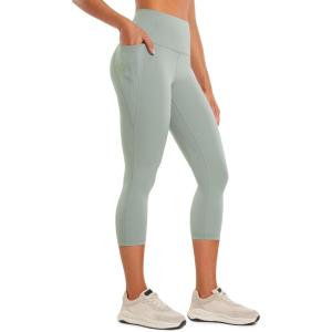 imageCRZ YOGA Womens Butterluxe Workout Capri Leggings with Pockets 21 Inches  High Waisted Gym Athletic Crop YogaGreen Palm Court
