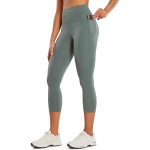 imageCRZ YOGA Womens Butterluxe Workout Capri Leggings with Pockets 21 Inches  High Waisted Gym Athletic Crop YogaGrey Sage