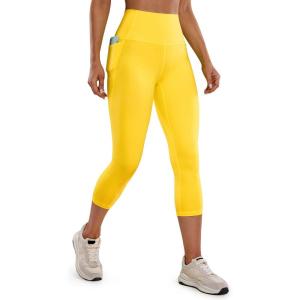 imageCRZ YOGA Womens Butterluxe Workout Capri Leggings with Pockets 21 Inches  High Waisted Gym Athletic Crop YogaHigh Visibility Yellow