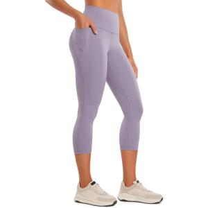 imageCRZ YOGA Womens Butterluxe Workout Capri Leggings with Pockets 21 Inches  High Waisted Gym Athletic Crop YogaLavender Mist