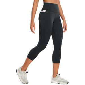 imageCRZ YOGA Womens Butterluxe Workout Capri Leggings with Pockets 21 Inches  High Waisted Gym Athletic Crop YogaMelanite