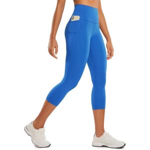 imageCRZ YOGA Womens Butterluxe Workout Capri Leggings with Pockets 21 Inches  High Waisted Gym Athletic Crop YogaSparkle Blue