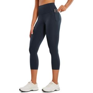 imageCRZ YOGA Womens Butterluxe Workout Capri Leggings with Pockets 21 Inches  High Waisted Gym Athletic Crop YogaTrue Navy