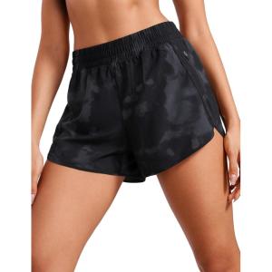 imageCRZ YOGA Womens High Waisted Running Shorts Mesh Liner 3 Dolphin Quick Dry for Athletic Gym Track Workout with Zip PocketBlack Tie Dye Flowers