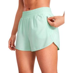 imageCRZ YOGA Womens High Waisted Running Shorts Mesh Liner 3 Dolphin Quick Dry for Athletic Gym Track Workout with Zip PocketMint Moment