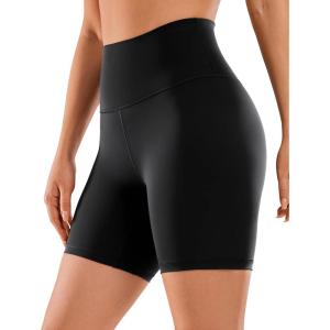 imageCRZ YOGA Womens Naked Feeling Biker Shorts  6 Inches High Waist Yoga Workout Running Gym SpandexBlack