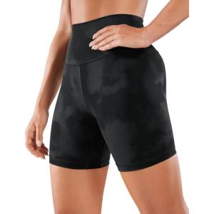 imageCRZ YOGA Womens Naked Feeling Biker Shorts  6 Inches High Waist Yoga Workout Running Gym SpandexBlack Tie Dye Flowers