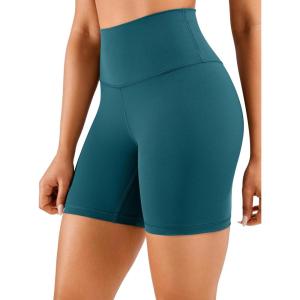 imageCRZ YOGA Womens Naked Feeling Biker Shorts  6 Inches High Waist Yoga Workout Running Gym SpandexBorealis Green
