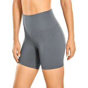 imageCRZ YOGA Womens Naked Feeling Biker Shorts  6 Inches High Waist Yoga Workout Running Gym SpandexDark Carbon