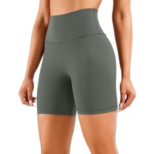 imageCRZ YOGA Womens Naked Feeling Biker Shorts  6 Inches High Waist Yoga Workout Running Gym SpandexGrey Sage