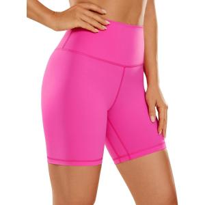 imageCRZ YOGA Womens Naked Feeling Biker Shorts  6 Inches High Waist Yoga Workout Running Gym SpandexHibiscus Purple