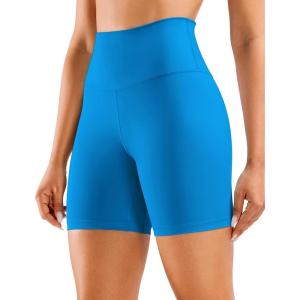 imageCRZ YOGA Womens Naked Feeling Biker Shorts  6 Inches High Waist Yoga Workout Running Gym SpandexMadagascar Blue