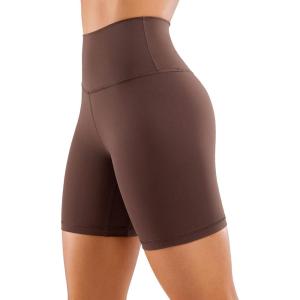 imageCRZ YOGA Womens Naked Feeling Biker Shorts  6 Inches High Waist Yoga Workout Running Gym SpandexTaupe