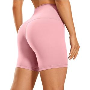 imageCRZ YOGA Womens Naked Feeling Biker Shorts  6 Inches High Waist Yoga Workout Running Gym SpandexThe Heartbeat Pink