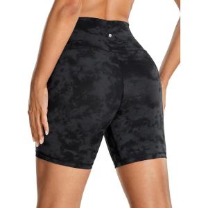 imageCRZ YOGA Womens Naked Feeling Biker Shorts  6 Inches High Waist Yoga Workout Running Gym SpandexTie Dye Smoke Ink